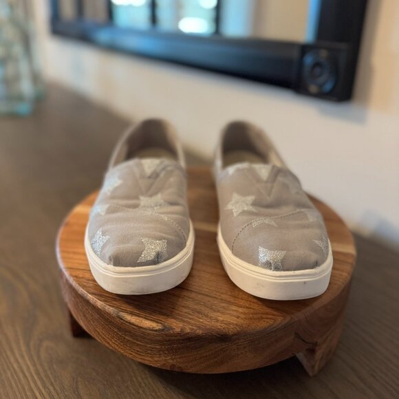 TOMS Alpargata Cupsole Slip-Ons – Grey Star Print Canvas, Women’s US 7, Like-New - Picture 4 of 8